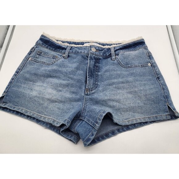 Vanilla Star Pants - VANILLA STAR Juniors SZ 7 Lace Waist Jean Shorts Mini y2k style summer